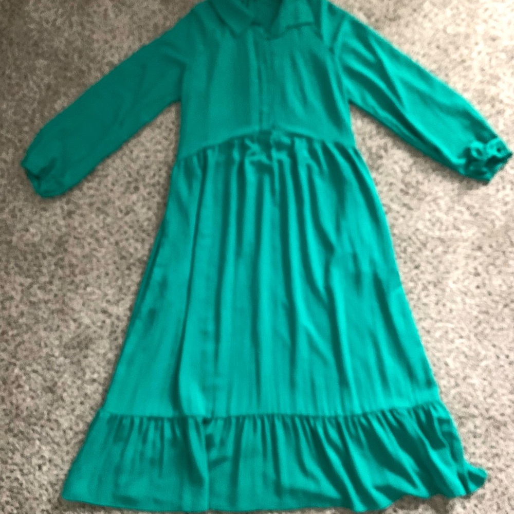 Elegant Teal Long Sleeve Dress